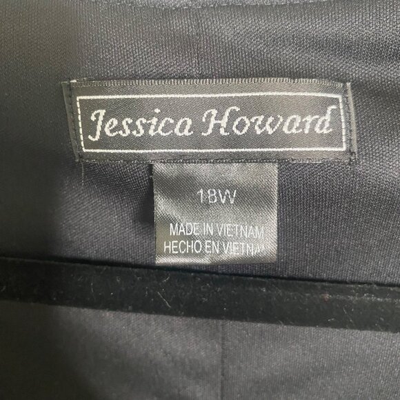 Jessica Howard 18W Dress Black Striped Metallic Cardigan Set Midi Career Cocktai - Picture 2 of 12